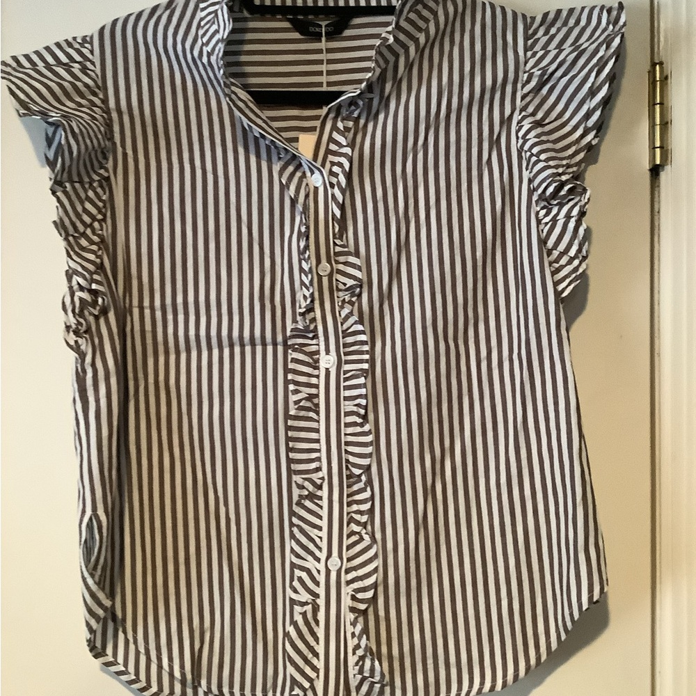 Striped Ruffle Sleeve Top